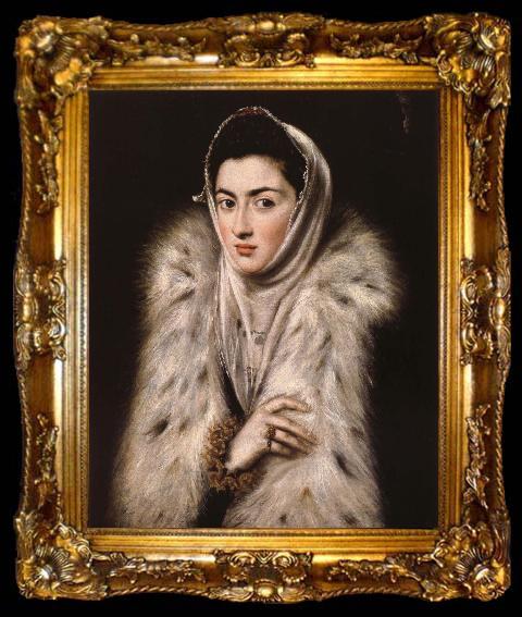 framed  El Greco Lady in a fur wrap, ta009-2